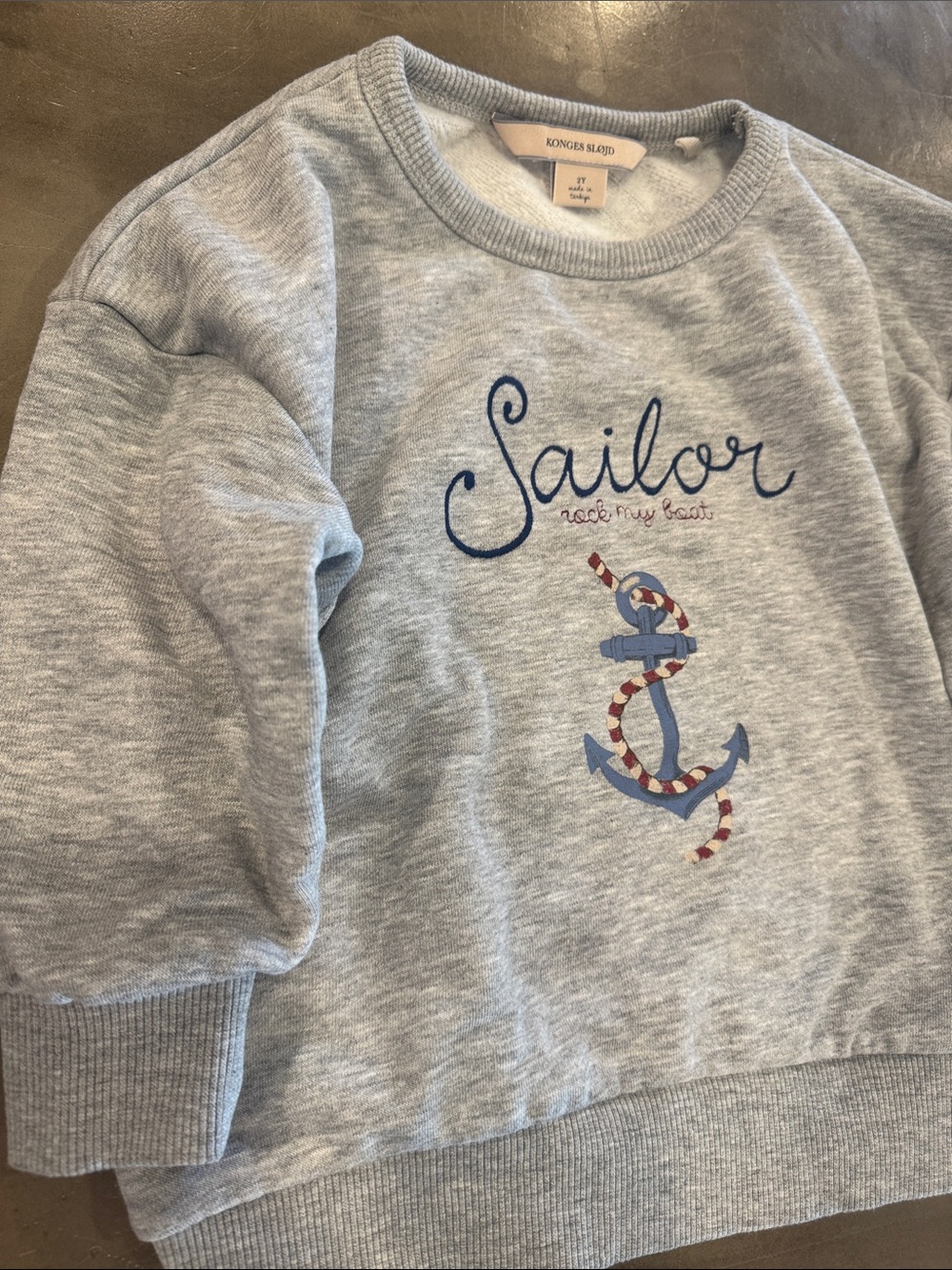 Konges Sløjd Kids' Light Gray 'Sailor' Anchor Sweatshirt